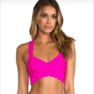 FREE PEOPLE Galloon Lace Racerback Neon Pink Lace Bralette Vibrant Pink SzM